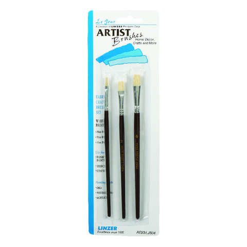 Linzer No. 0/2/4 Flat Artist Paint Brush Set, Pack of 12