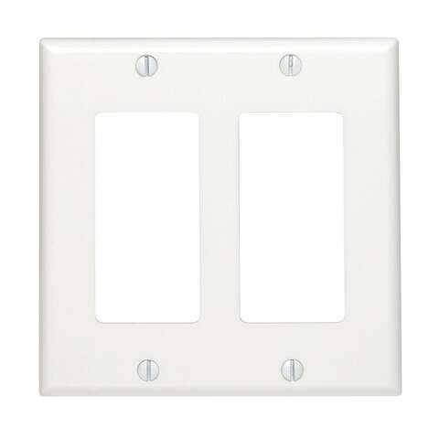 Leviton Decora White 2 gang Thermoset Plastic Decorator Wall Plate 1 pk, Pack of 50