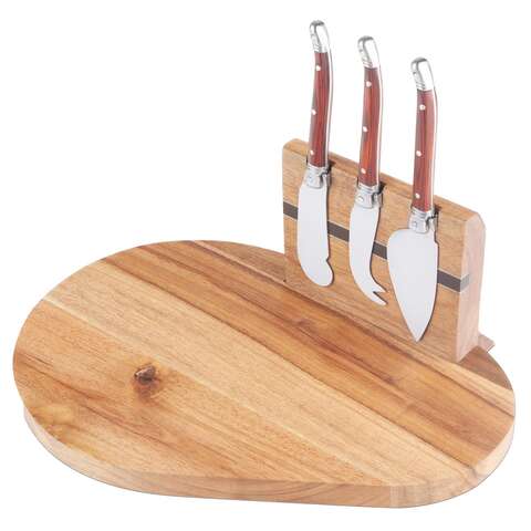 Final Touch 10 in. L X 7.3 in. W X 0.5 in. Wood Cheese Board with Slicer