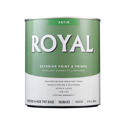 Royal Satin Tint Base Mid-Tone Base Paint Exterior 1 qt, Pack of 4