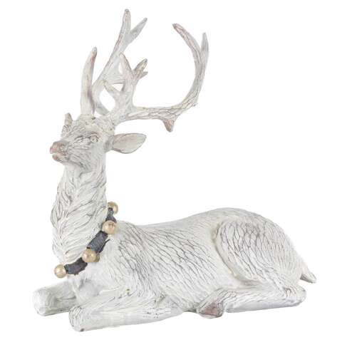 Gerson White Laying Holiday Deer Figurine 8 in., Pack of 8