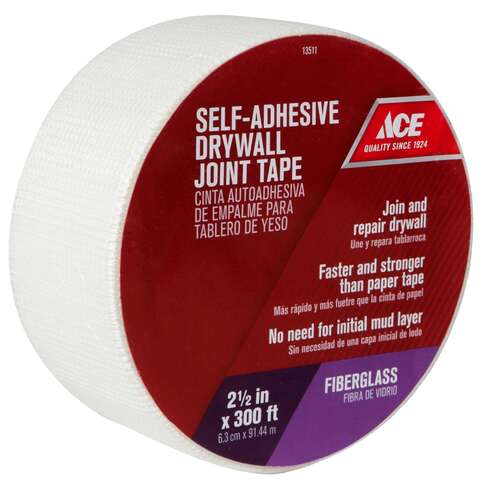 Ace 300 ft. L X 2-1/2 in. W Fiberglass Mesh White Self Adhesive Drywall Joint Tape