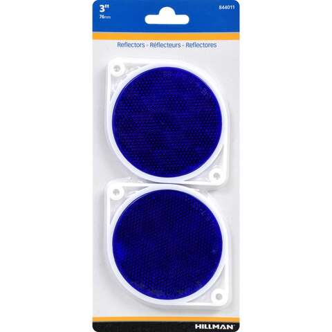 HILLMAN 3 in. Round Blue Reflectors 2 pk, Pack of 6