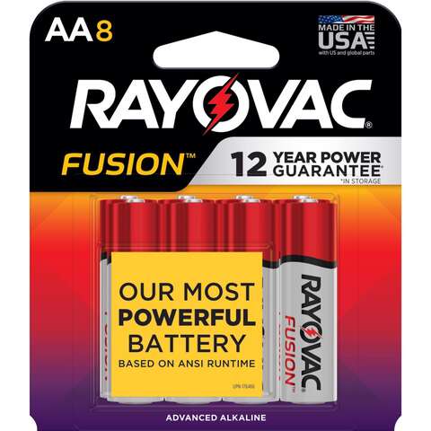 Rayovac Fusion AA Alkaline Batteries 8 pk Carded