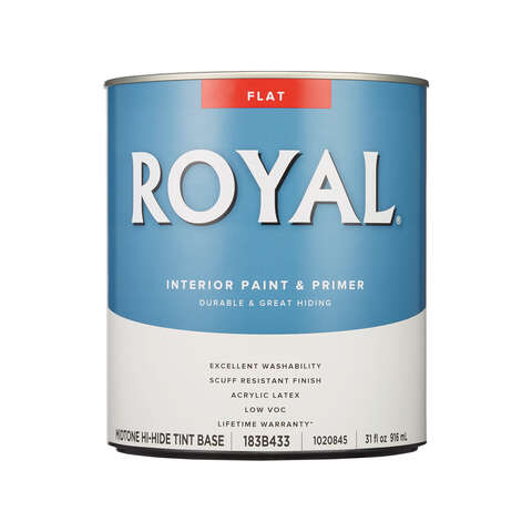 Royal Flat Tint Base Mid-Tone Base Paint and Primer Interior 1 qt, Pack of 4