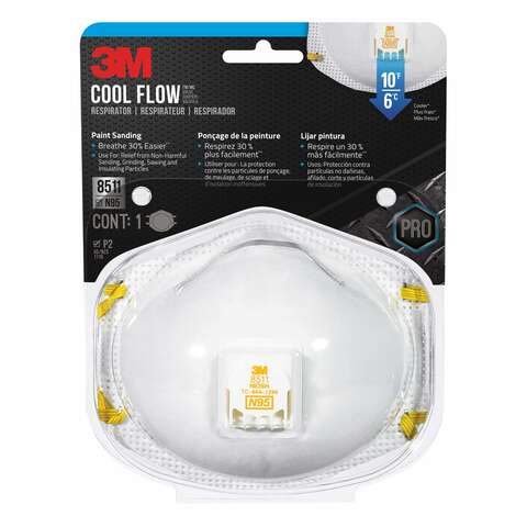 3M N95 Paint Sanding Cup Disposable Respirator Pro-Series Valved White One Size Fits All 1 pc