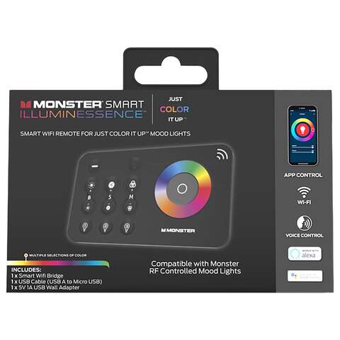 Monster Just Color It Up Wireless Smart-Enabled Mood Light Bridge Black 1 pk