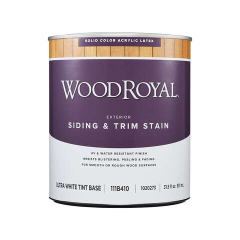 Ace Wood Royal Solid Tintable Flat Ultra White Base Acrylic Latex Siding and Trim Stain 1 qt, Pack of 4