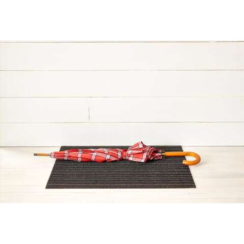 Chilewich 18 in. W X 28 in. L Black/Gray Skinny Stripe Polyester/Vinyl Door Mat