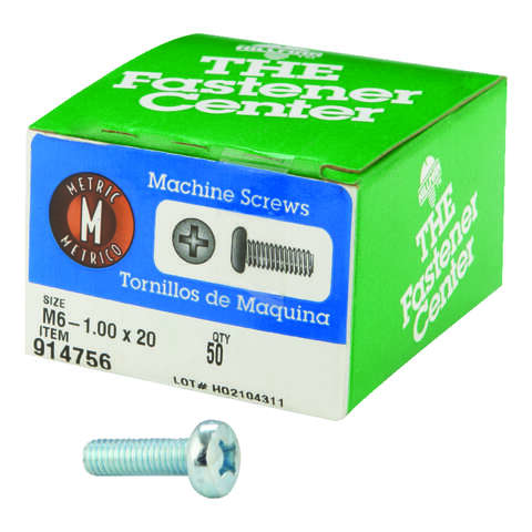 Hillman M6-1 X 20 mm L Phillips Pan Head Zinc-Plated Steel Metric Machine Screws 50 pk