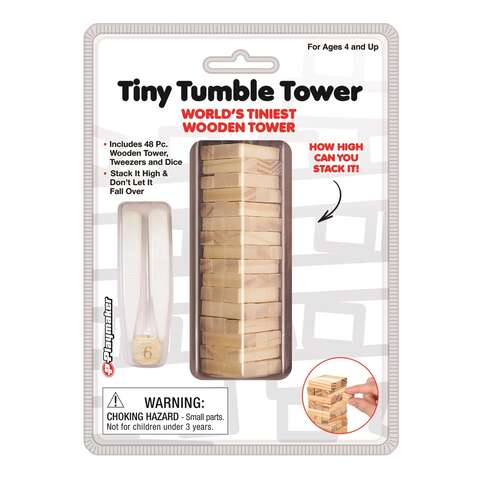 Playmaker Toys Tiny Tumble Tower Brown 48 pc, Pack of 12