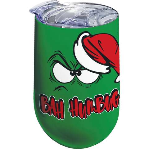 Spoontiques 5.75 in. Bah Humbug Wine Tumbler 1 pk