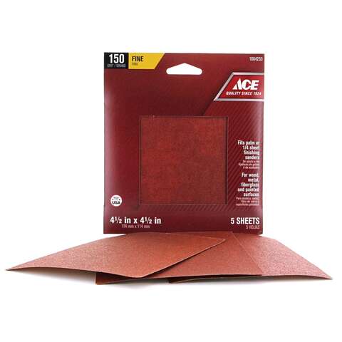 Ace 4.5 in. L X 4.5 in. W 150 Grit Aluminum Oxide Sandpaper 5 pk, Pack of 5