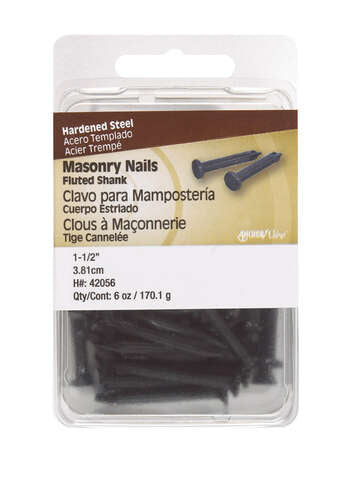 HILLMAN 1-1/2 in. Masonry Steel Nail Flat Head, Pack of 5