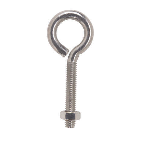 Hampton 5/16 in. X 3-1/4 in. L Stainless Stainless Steel Eyebolt Nut Included, Pack of 5