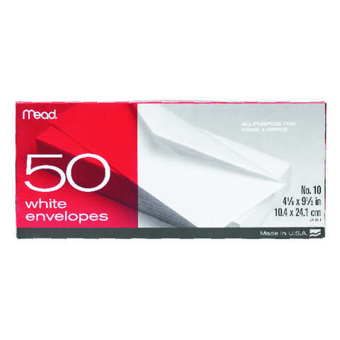 Mead 9.5 in. W X 4.12 in. L No. 10 White Envelopes 50 pk, Pack of 24