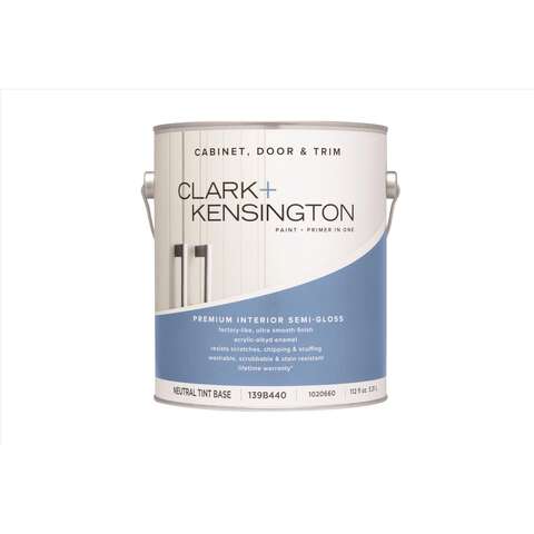 Clark+Kensington Semi-Gloss Tint Base Neutral Base Cabinet/Door/Trim Paint Interior 3.5 qt, Pack of 2