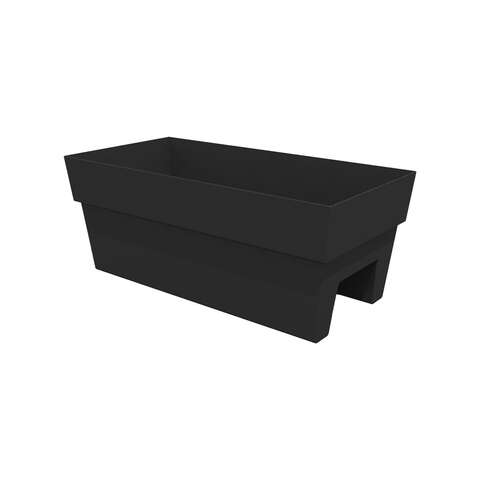 Bloem Finley 9.5 in. H X 11.74 in. W X 24 in. D Plastic Deck Rail Planter Black