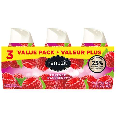 Renuzit Forever Raspberry Scent Air Freshener 7 oz Gel 3 pk, Pack of 4