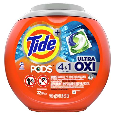 Tide Ultra Oxi Original Scent Laundry Detergent Pod 32 pk, Pack of 4