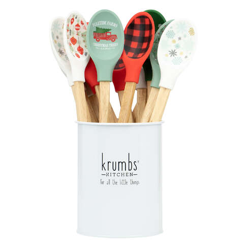 Krumbs Kitchen Assorted Silicone/Wood Mixing Spoon 0.15 oz, Pack of 24