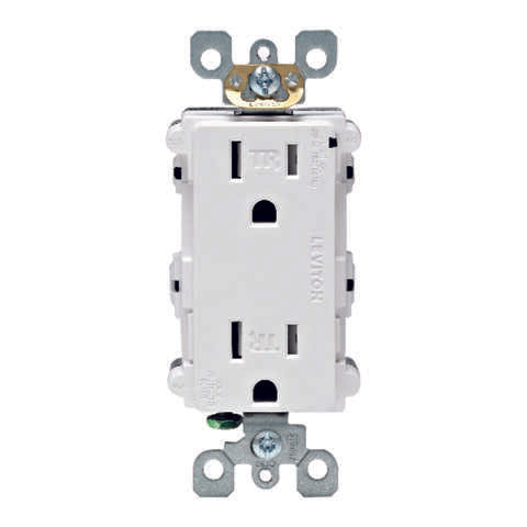 Leviton Decora Plus 15 amps 125 V Duplex White Surge Protection Receptacle Outlet 5-15R 1 pk