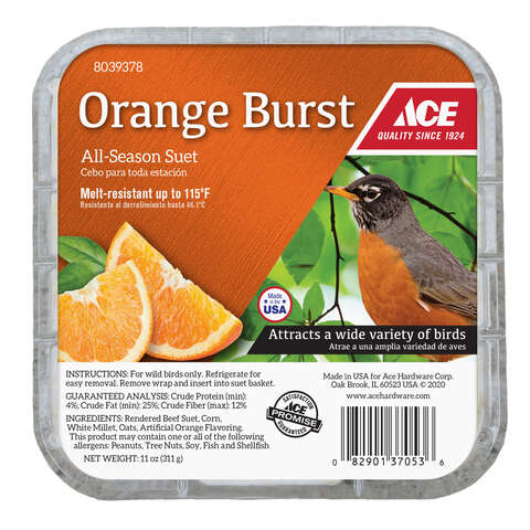 Ace Orange Burst Assorted Species Beef Suet 11 oz, Pack of 12