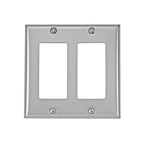 Leviton Antimicrobial Powder Coated Gray 2 gang Stainless Steel Decorator Wall Plate 1 pk