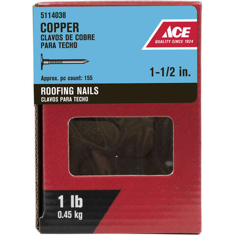 Ace 1-1/2 in. Roofing Copper Nail Large Head 1 lb