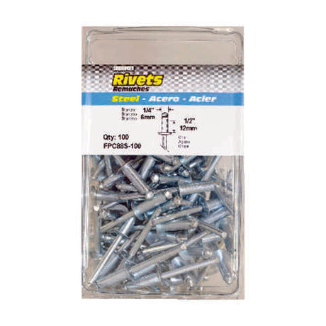 Surebonder 1/4 in. D X 1/2 in. Steel Rivets Silver 100 pk