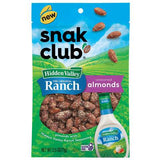 Snak Club Hidden Valley Ranch Almonds 2.5 oz Bagged, Pack of 6