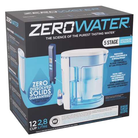 ZeroWater Ready-Read 12 cups Blue/White Water Filtration Pitcher