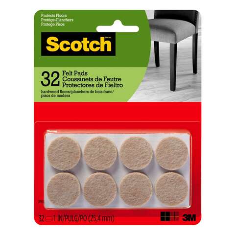 3M Scotch Felt Self Adhesive Protective Pad Beige Round 1 in. W 32 pk, Pack of 6