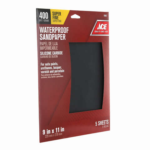 Ace 11 in. L X 9 in. W 400 Grit Silicon Carbide Waterproof Sandpaper 5 pk, Pack of 10