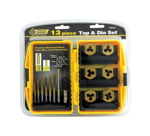 Steel Grip Steel SAE Tap and Die Set 6-32, 8-32, 10-24, 10-32, 1/4-20, 5/16-8 13 pc