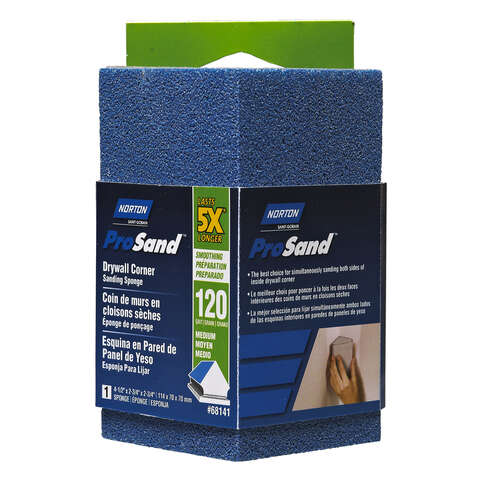 Norton ProSand 4.5 in. L X 2.75 in. W X 2.75 in. 120 Grit Medium Corner Sanding Sponge