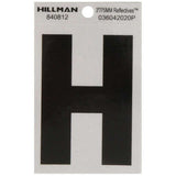 HILLMAN 3 in. Reflective Black Vinyl Self-Adhesive Letter H 1 pc, Pack of 6