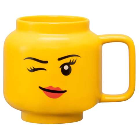 LEGO 17.9 oz Yellow BPA Free Winking Girl Mug, Pack of 6