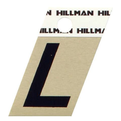 HILLMAN 1.5 in. Black Aluminum Self-Adhesive Letter L 1 pc, Pack of 6