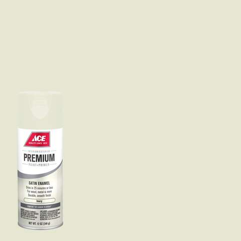 Ace Premium Satin Ivory Paint + Primer Enamel Spray 12 oz, Pack of 6