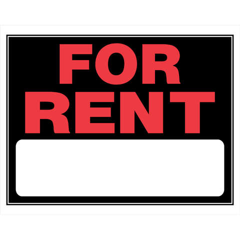 HILLMAN English Black For Rent Sign 15 in. H X 19 in. W, Pack of 6