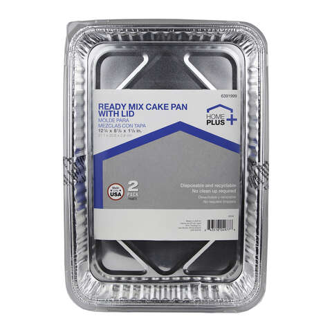 Home Plus Durable Foil 8-1/8 in. W X 12-1/4 in. L Cake Pan Silver 2 pk, Pack of 12