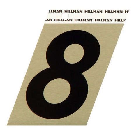HILLMAN 3 in. Reflective Black Vinyl Self-Adhesive Number 8 1 pc, Pack of 3