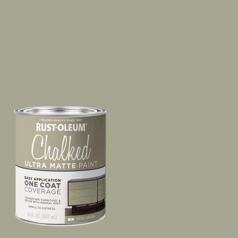 Rust-Oleum Chalked Ultra Matte Tate Green Water-Based Acrylic Chalk Paint 30 oz, Pack of 2