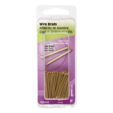 HILLMAN 16 Ga. X 1-1/4 in. L Brass Brad Nails 1 pk 2 oz, Pack of 6