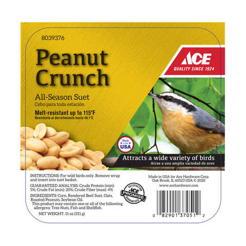 Ace Peanut Crunch Assorted Species Beef Suet 11 oz, Pack of 12