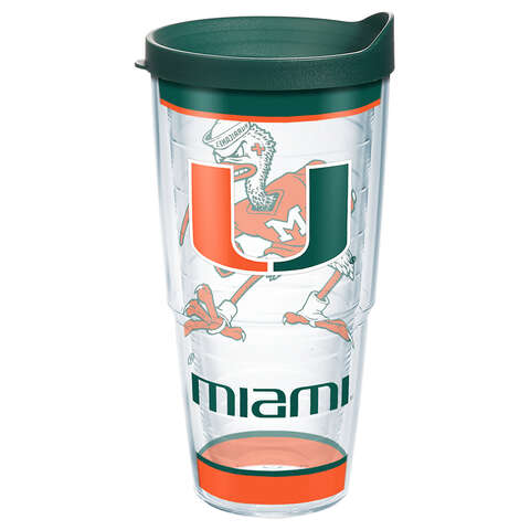 Tervis Collegiate 24 oz Multicolored BPA Free Miami Hurricanes Tumbler with Lid