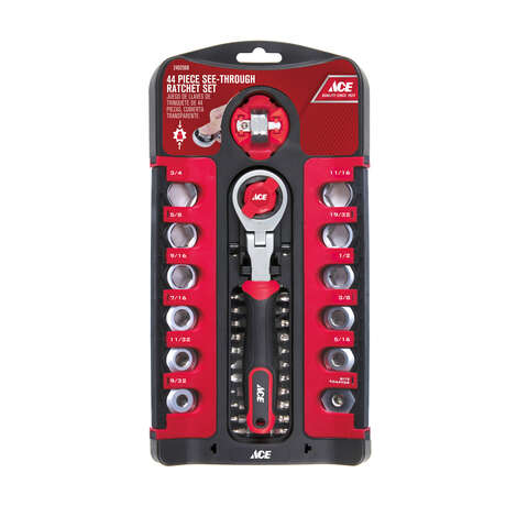 Ace 1/4 and 3/8 in. drive SAE See-Through Ratchet Set