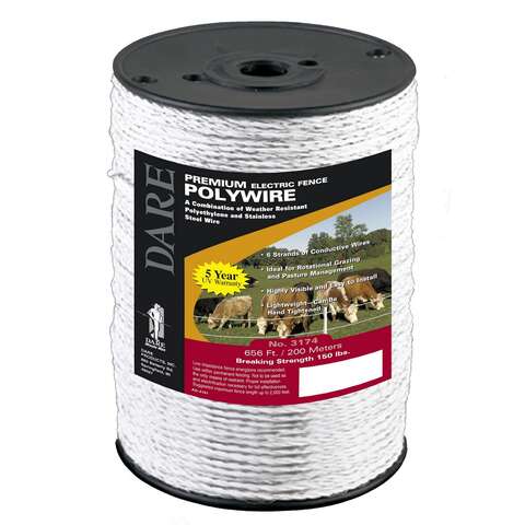 Dare Portable Electric Fence Wire 656 ft. White