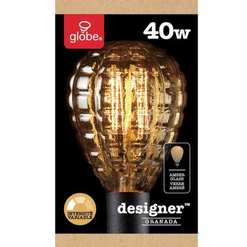 Globe Electric Designer Granada 40 W G40 Decorative Incandescent Bulb E26 (Medium) Amber 1 pk